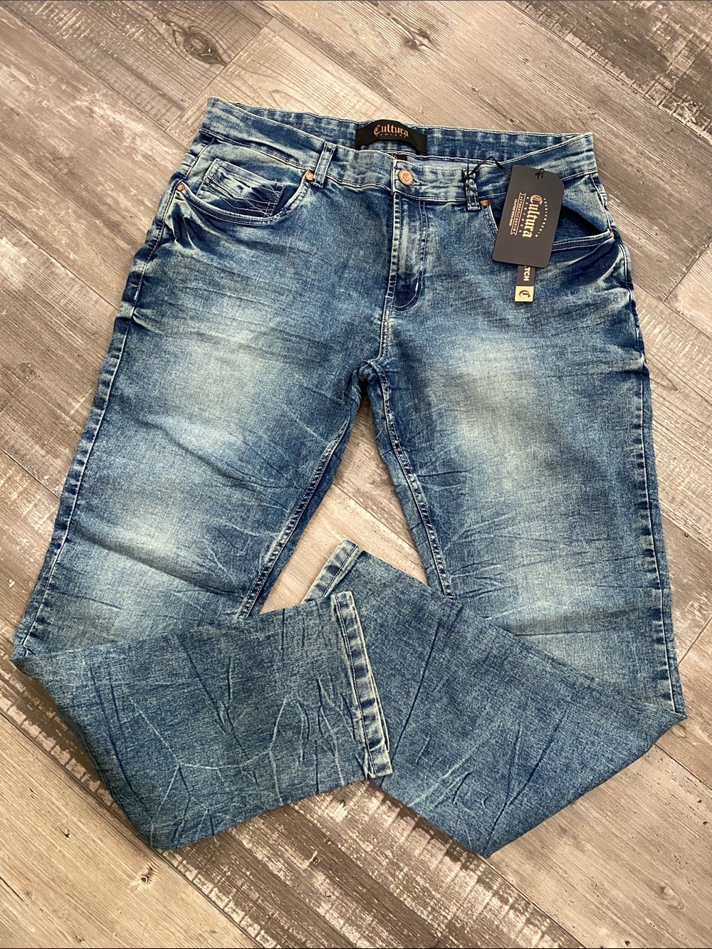 NWT Cultura New York Men's Blue Distressed  Jeans - Skinny Fit